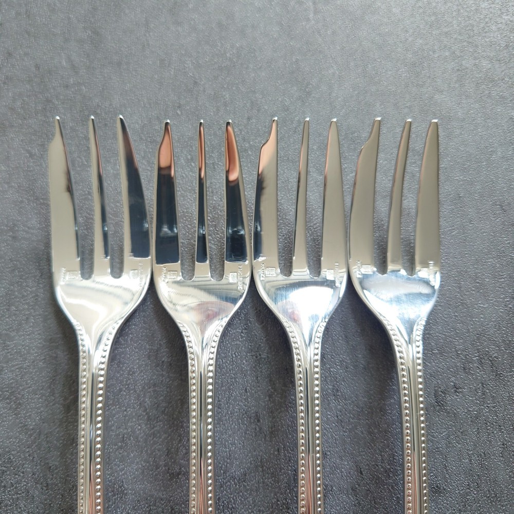 Christofle Perles 4pcs Silverplate Flatware Cake Fork Excellent