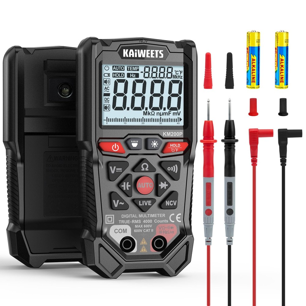 KAIWEETS KM200P Digital Multimeter, All Button 450 cubic centimeters, Black