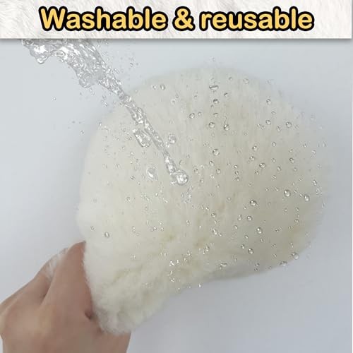 Wool Buffing Pads 6 Inch, 2 Pack Wool Buffing Pads with Hook & Loop Backing