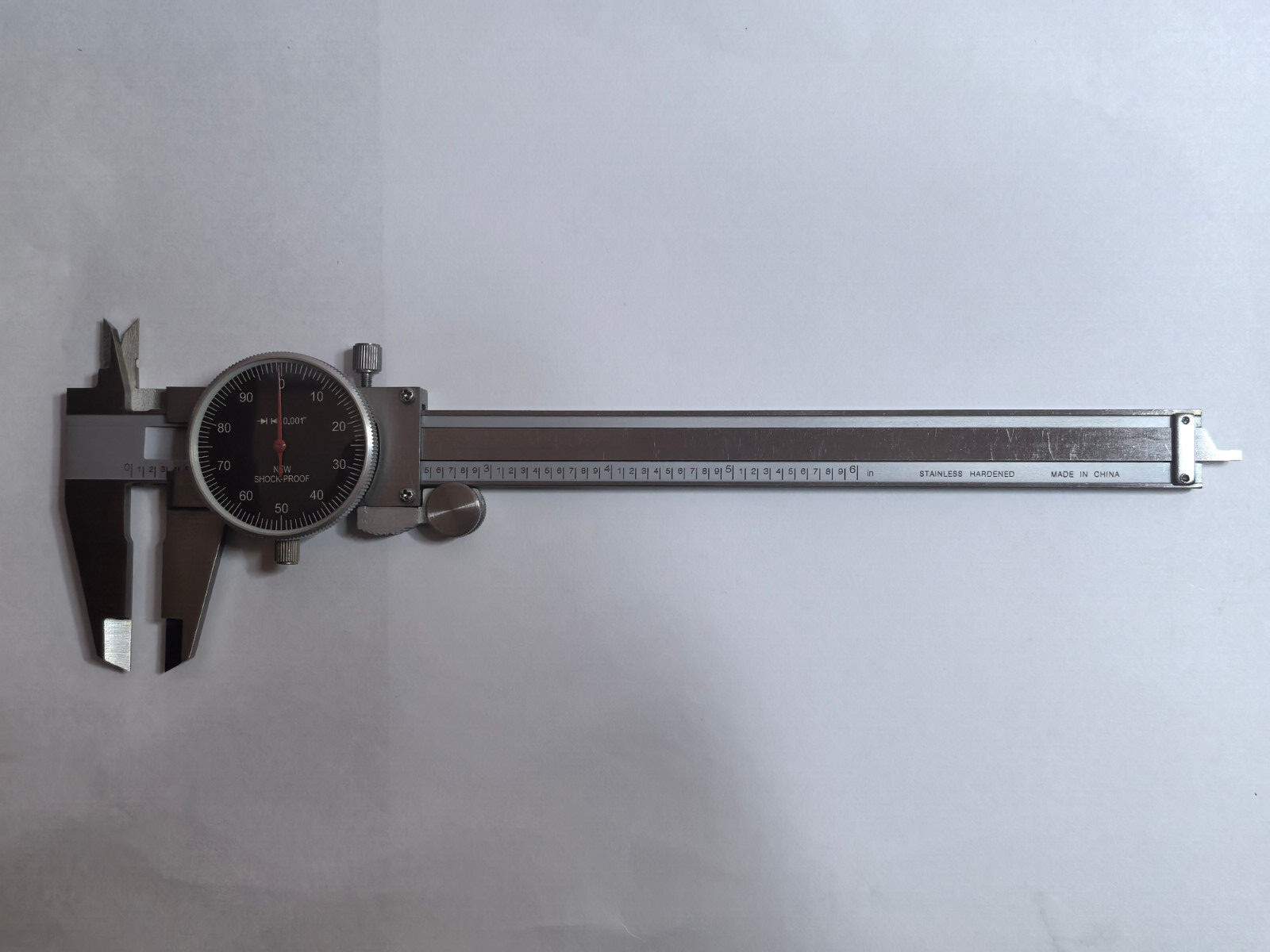 mhc 0-6x0.001" Dial Caliper, Black Face, Shock Proof, Stainless Steel, 102-0505