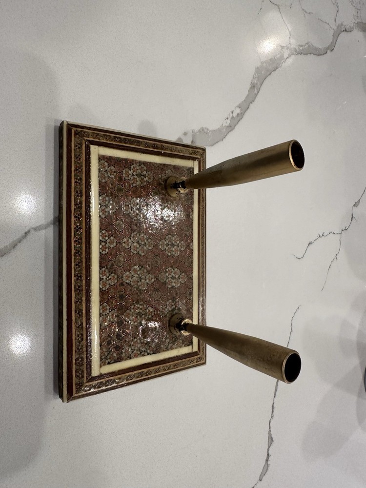 Handmade Middle Eastern Decorative Brass Stand with Ornate Pattern