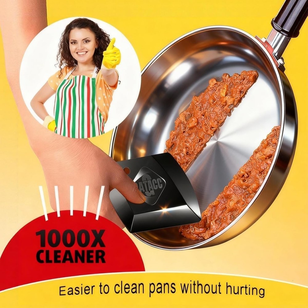 4pack Pan Scraper Dish Scraper Tool Durable Cast Iron Scraper Pot Scraper Plasti