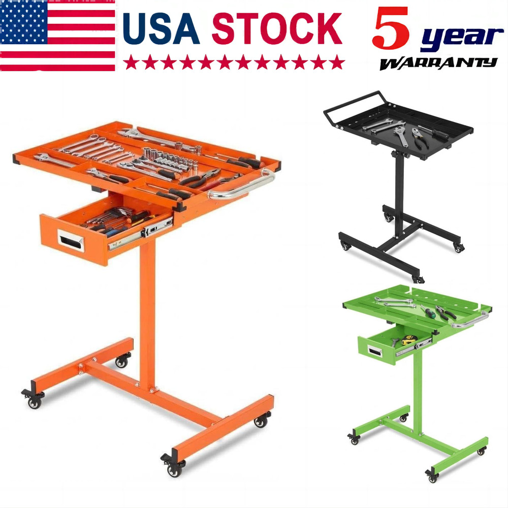✨Rolling Tool Table Mobile Cart 35" to 44.8" Adjustable Height 220LBS Work Table