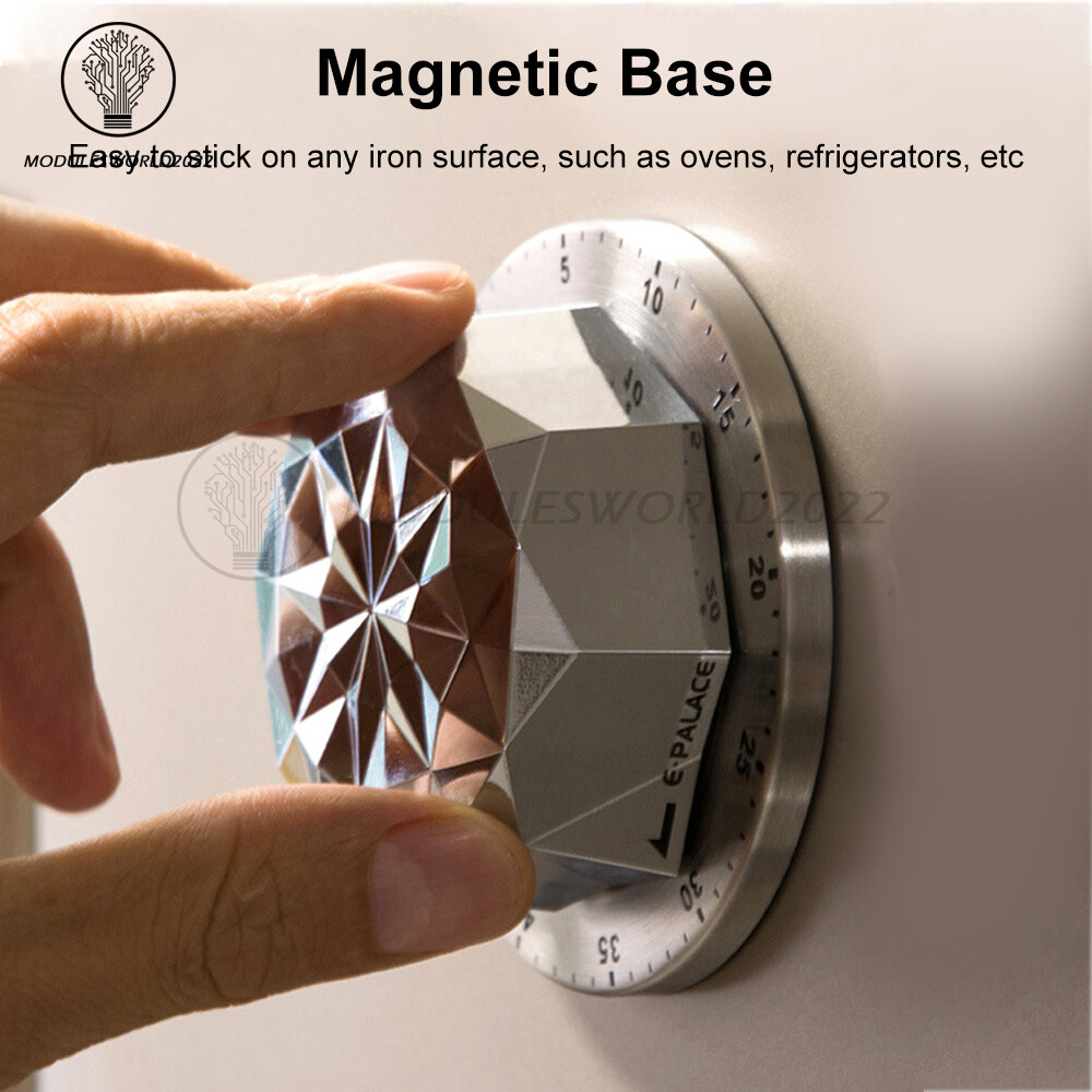 Stainless Steel Magnetic Kitchen Mechanical Alarm Timer Cooking Countdown Clock
