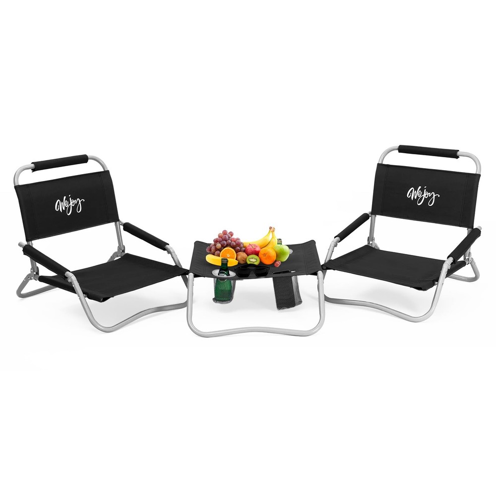 #WEJOY 2 Beach Chairs and Table Set Lightweight & Folding Backpack Beach Chai...