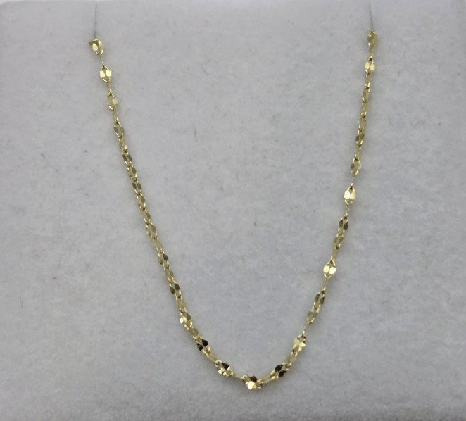 10k Solid Yellow Gold Mirror Link 1.5mm Chain Bracelet, 7 inches Italy