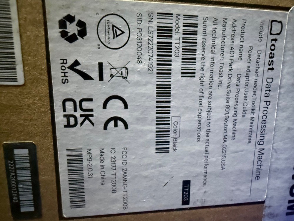 toast pos system new black