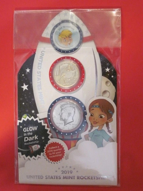 2019 U.S. Mint Rocket Ship Coin Set W/Unopened $2 Bill Rocket Ship set