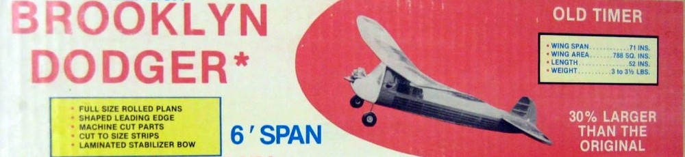 BROOKLYN DODGER PLAN + CONSTRUCTION ARTICLES for 55" OT FF or RC Model Airplane