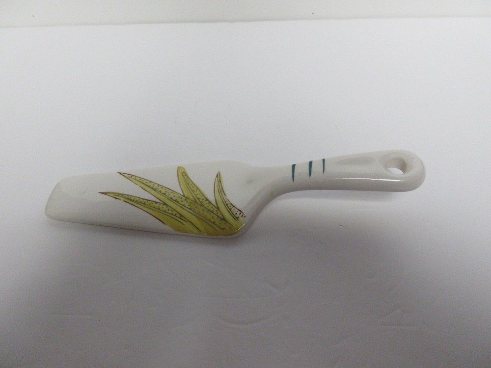 Ceramic Cake Server Signed On Back /hand painted Good Condition