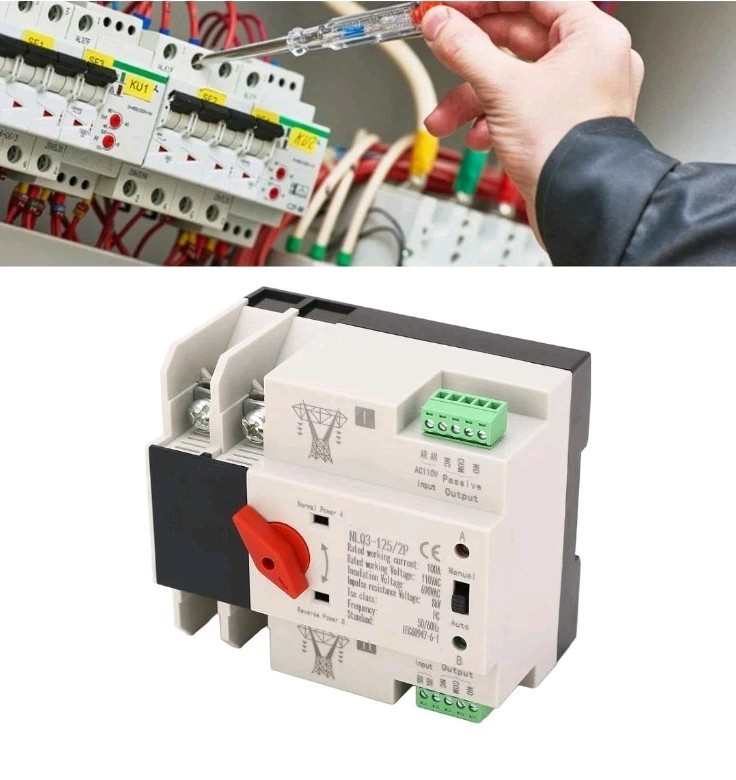Power Automatic Transfer Switch 2P 100A 110V ATS Generator Changeover Switch Din