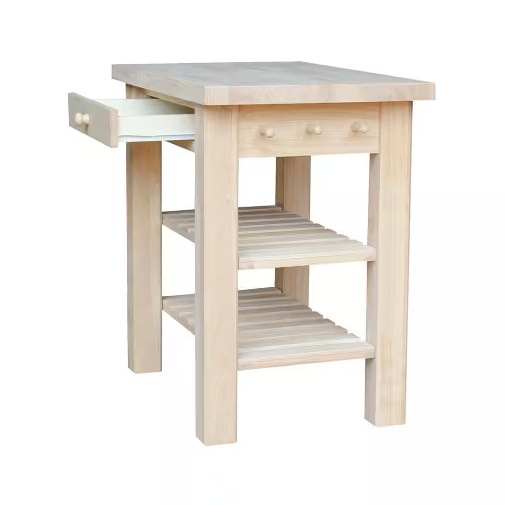 Unfinished Kitchen Utility Table with Drawer