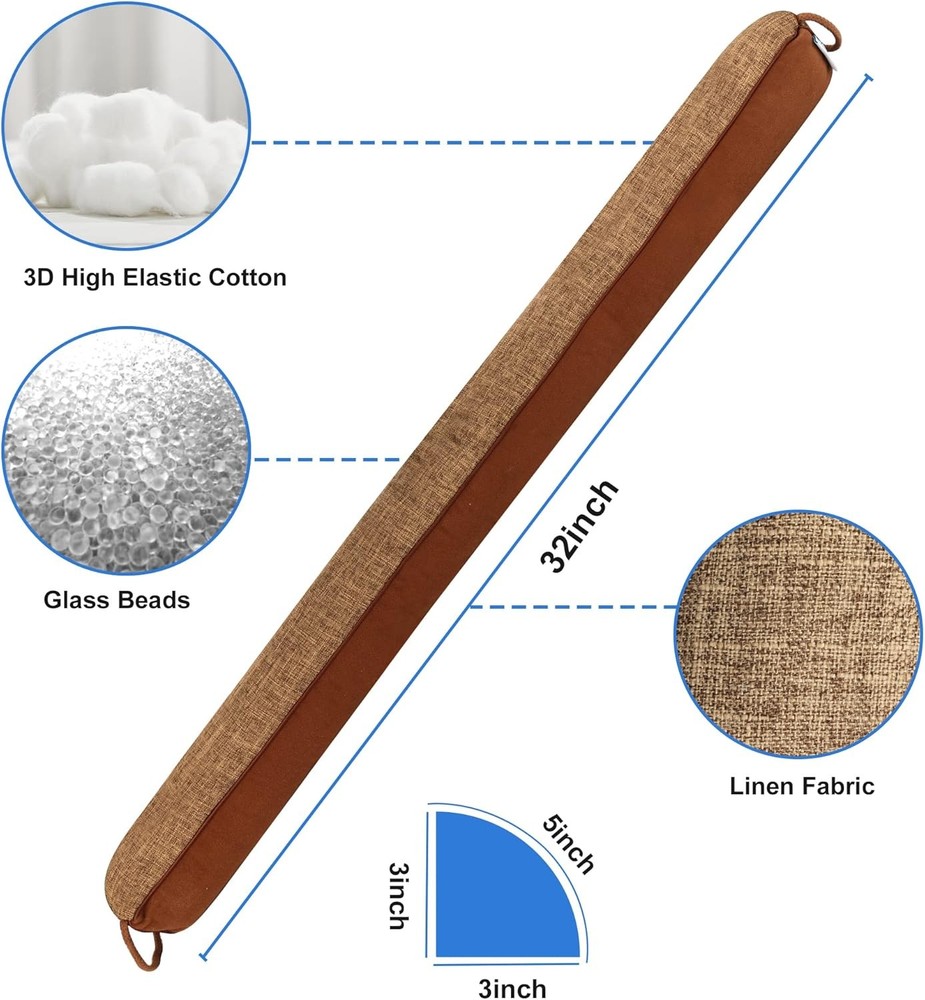 NABOWAN 32" Weighted Under Door Draft Stopper -Triangular 32 Inch, Brown