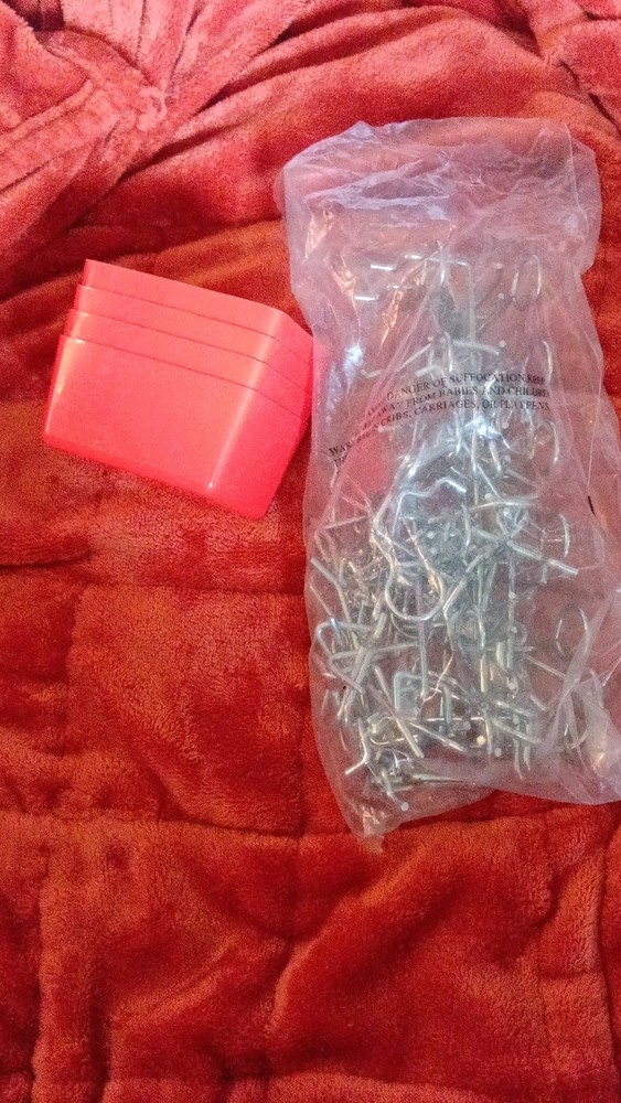 Metal Pegboard Hooks with Red Plastic Bins Set