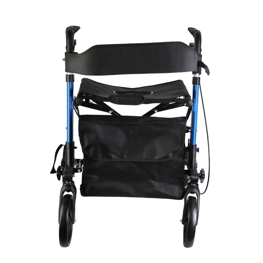 Aluminum Rollator Walker & Seat Backrest Rolling Walker Adjustable Black Walker