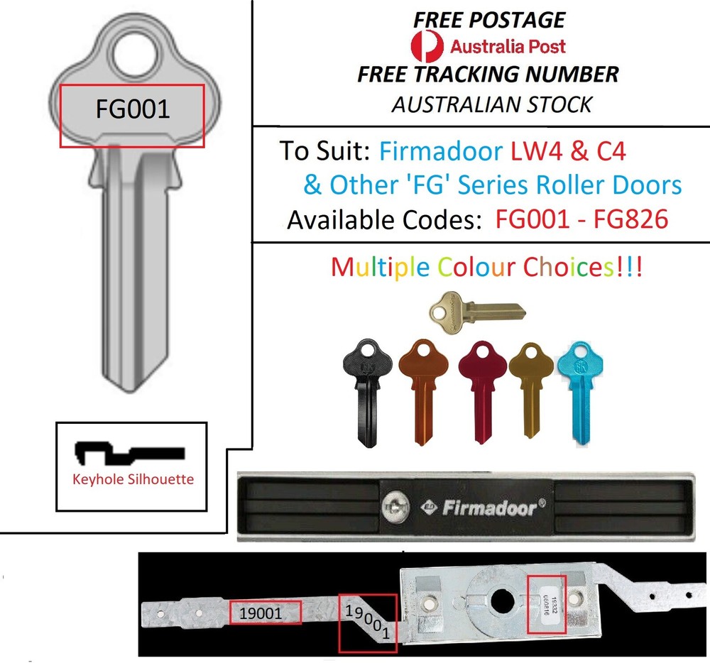 Key Cut to Code - Firmadoor Roller Rolla Garage Door Replacement/Spare/Lost Key