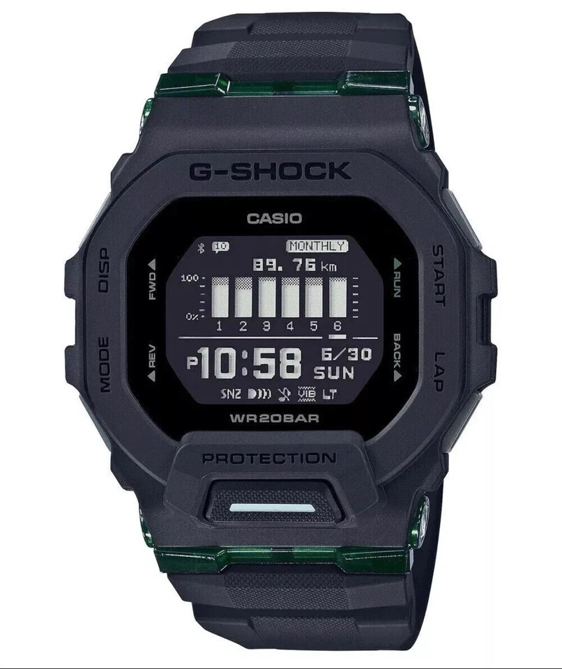 Casio G-Shock G-SQUAD Bluetooth® Black Resin Band Watch GBD200UU-1D 454952632199