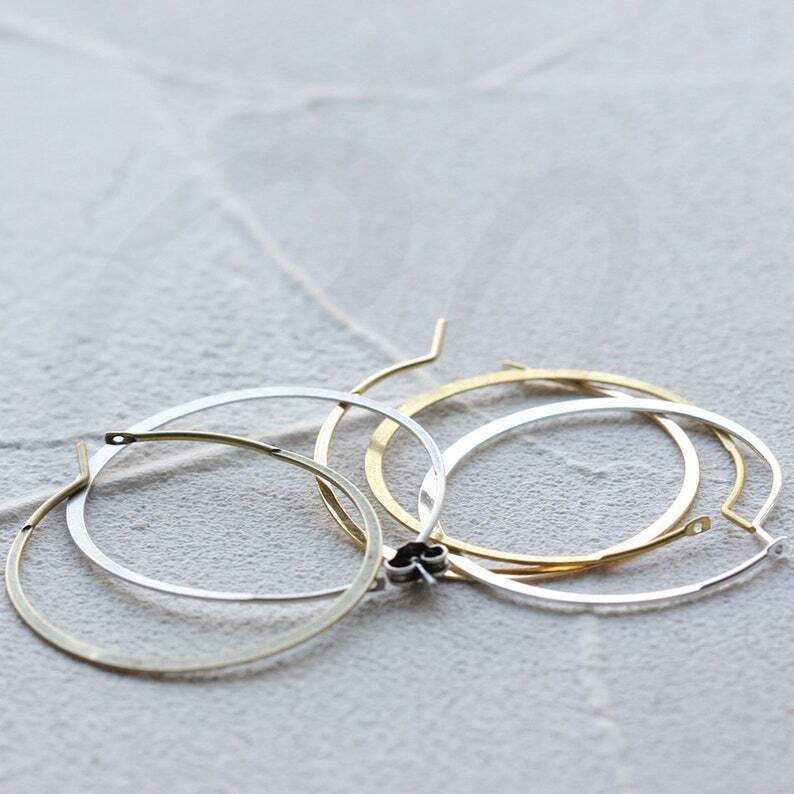 Solid Brass Hammered Earring Finding - Earring Wire - 32mm (4555C)
