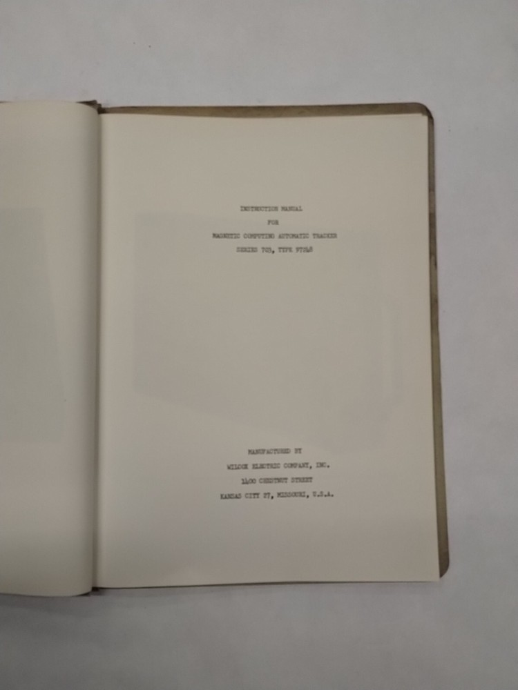 Wilcox Series 703/Type 97248 Magnetic Computing Automatic Tracker Instruction