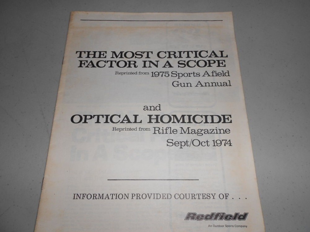 Redfield Optical Homicide Critical Scope Factor 1975
