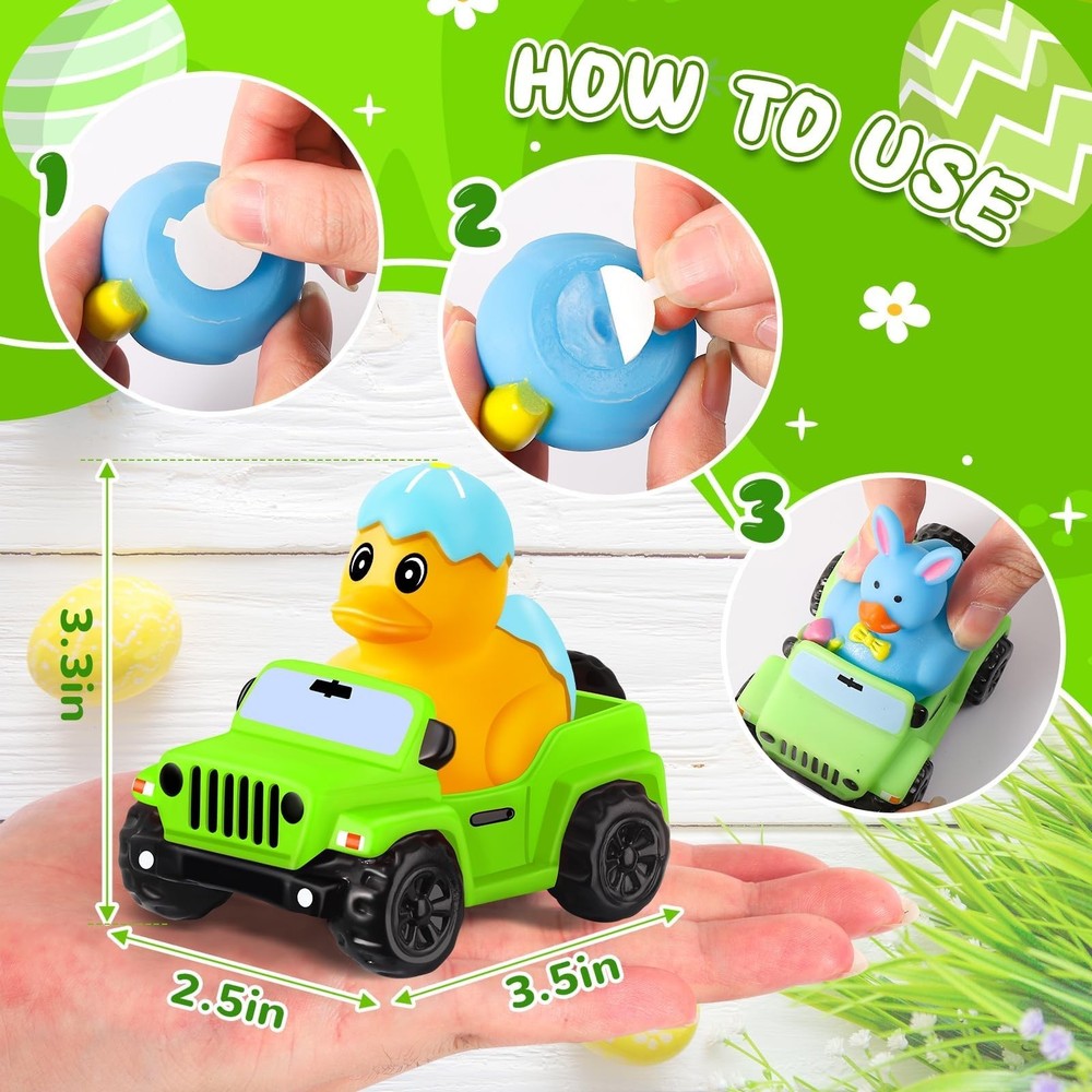 24 Pcs Easter Rubber Ducks for Jeeps, Easter Basket Stuffers Easter Egg Fille...