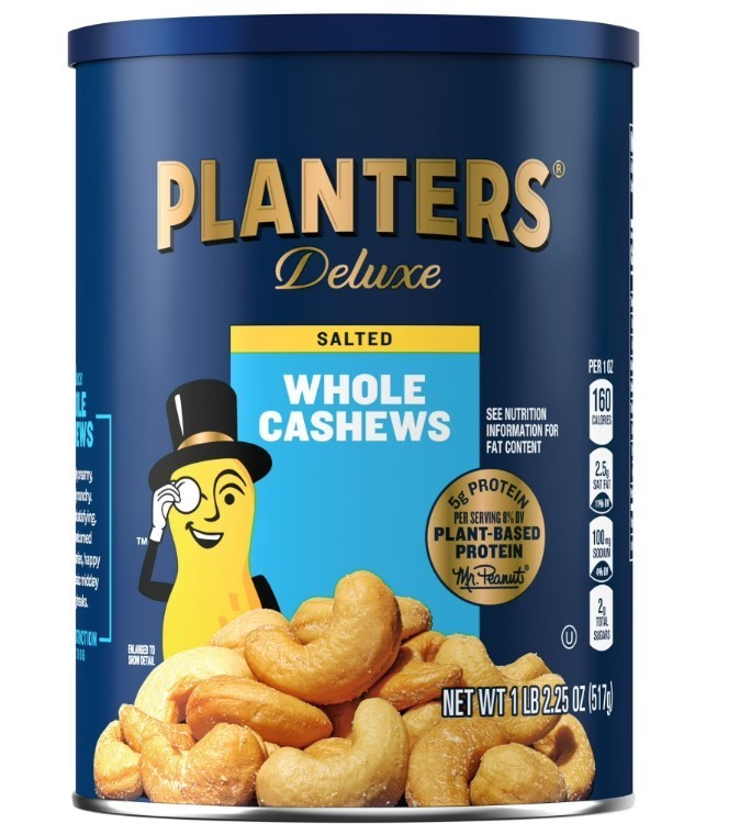 PLANTERS Deluxe Salted Whole Cashews, Party Snacks, Protein 18.25oz (2 PACK)