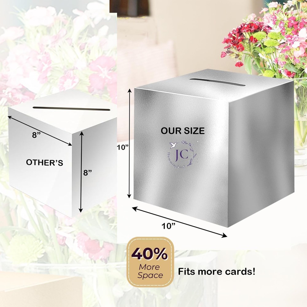 Silver Card Box – 10"x10" Foldable Gift Box with Slit