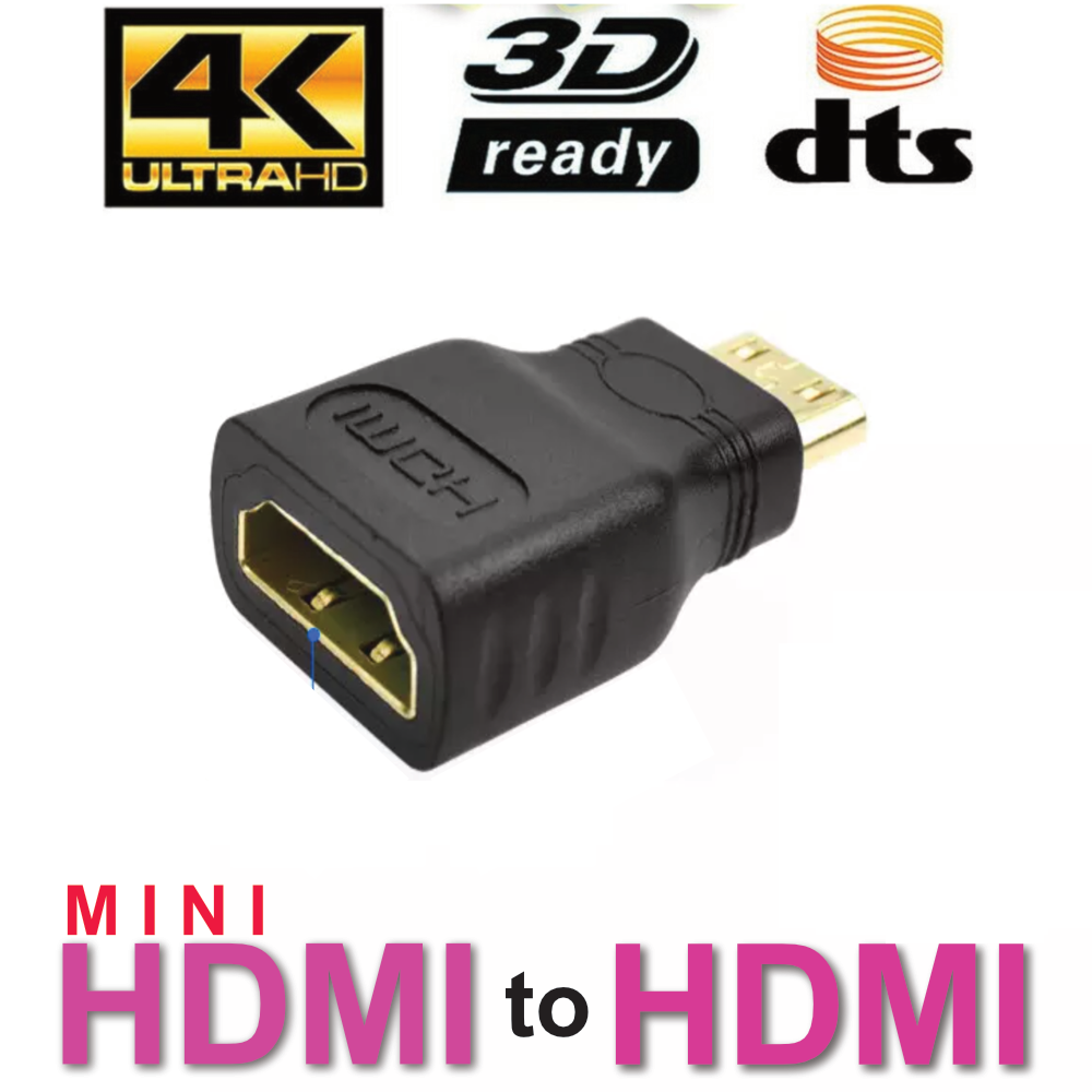 2 x Mini HDMI Male to Standard HDMI Female Adapter Gold Plated HDTV 4K 1080p 3D