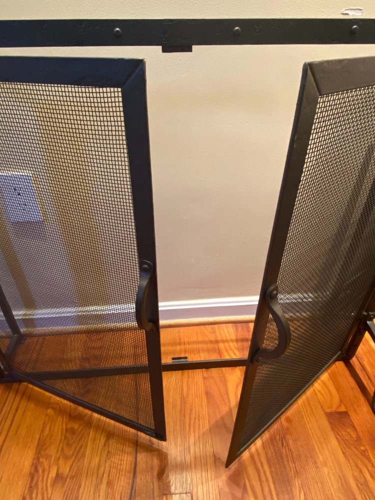 fireplace screen with two doors & complete set of 4 tools (3 sets)