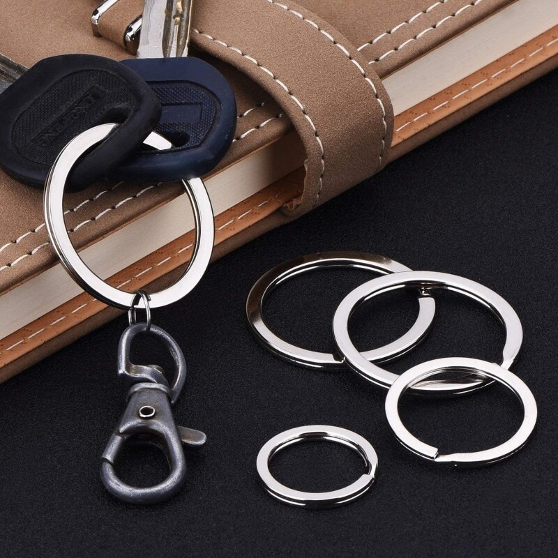 10/50 PCS Split Key Rings 15-35MM Loop Flat Surface Double Metal Hoop Key Chain
