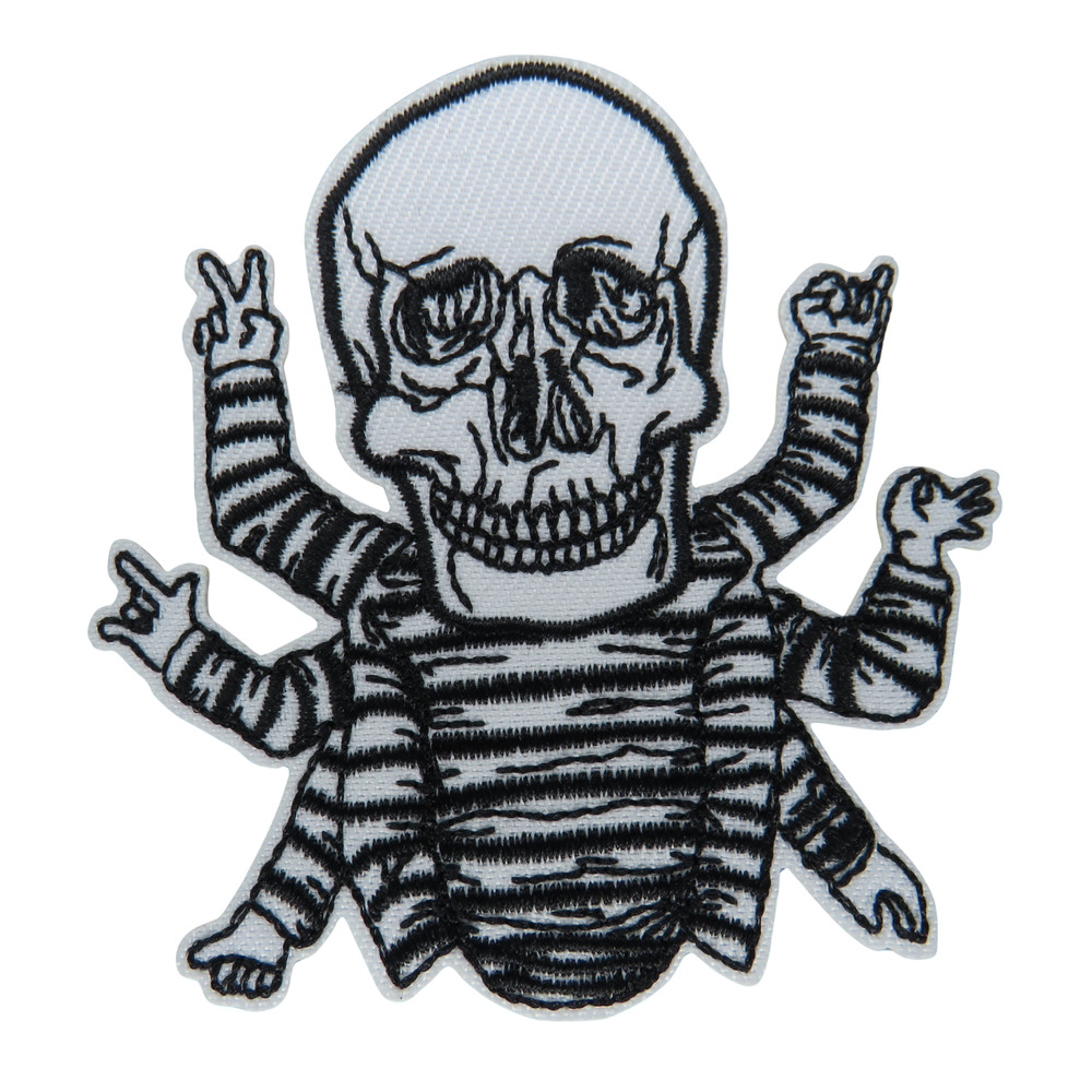 Trippy skeleton patch patch iron on patch biker punk patch iron on