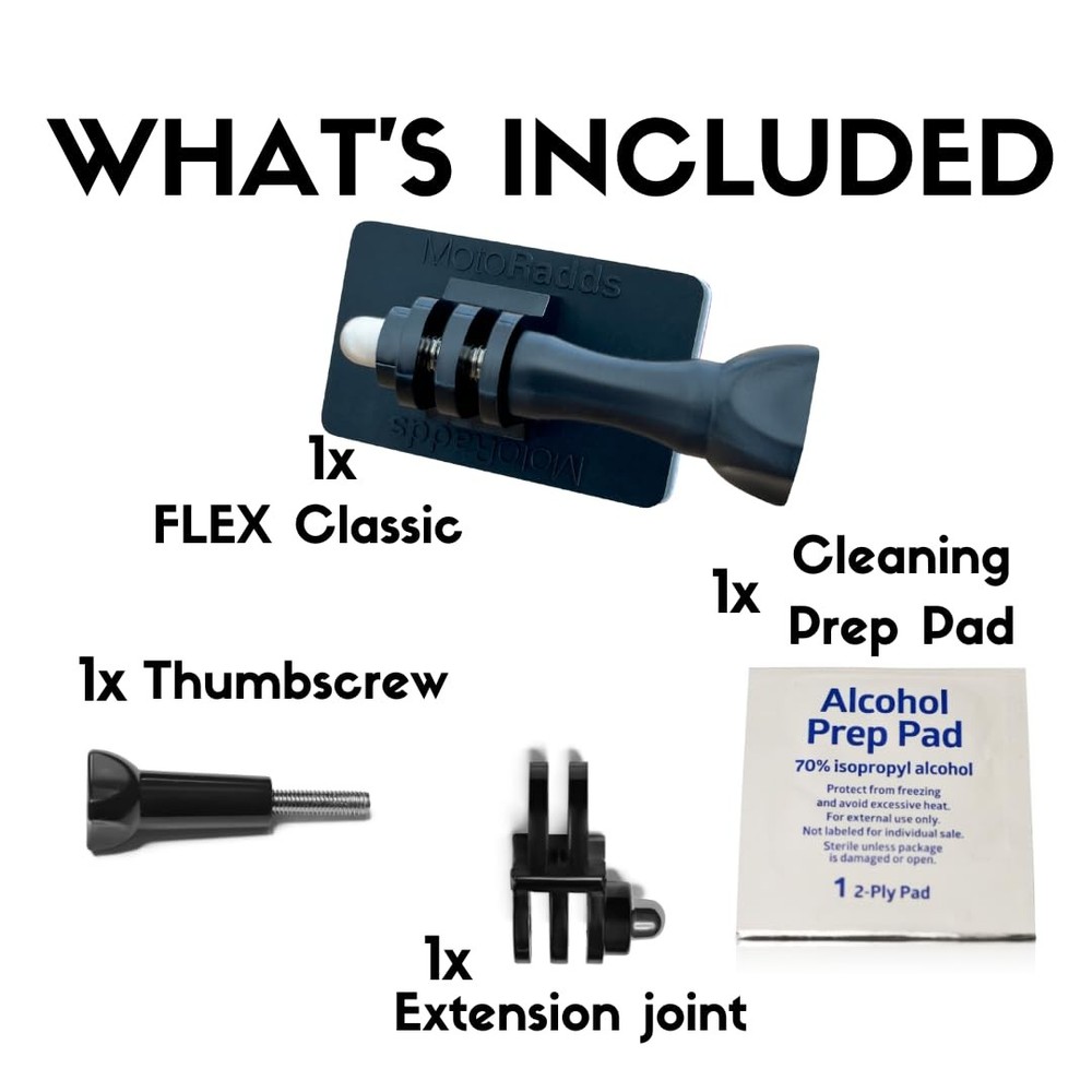 Flexible Adhesive Action Camera Mount for dashboards, windshield, handlebars,...