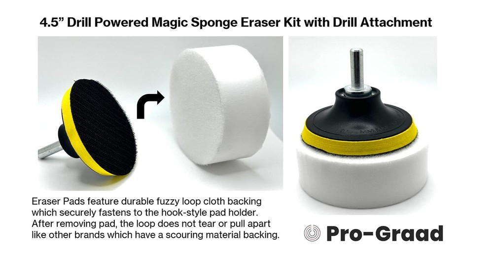 4.5” Drill Powered Magic 4.5" Sponge Eraser Kit, White