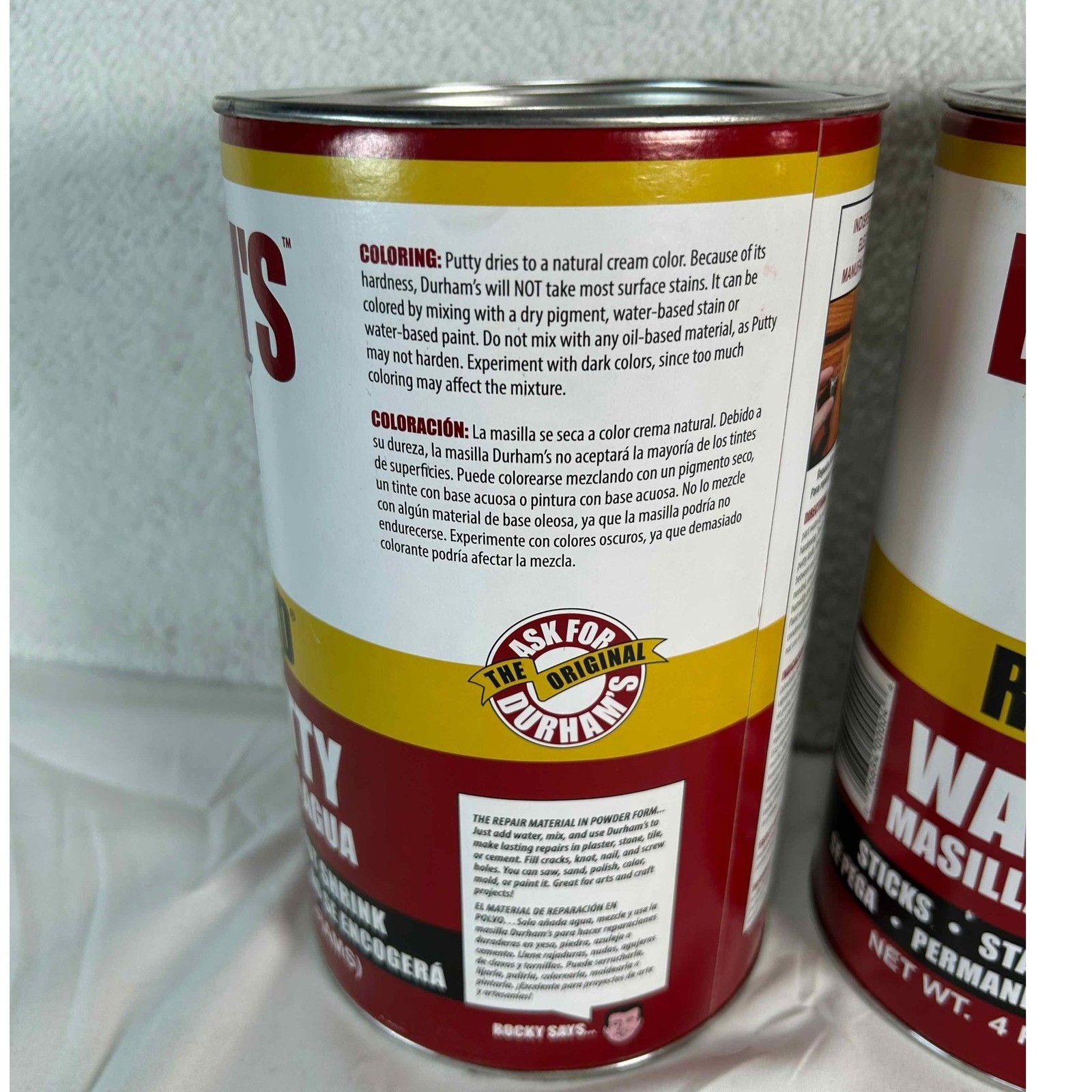 Pack of 2 Durham's Rock Hard Water Putty 4 lb Can Repair Material Woodworking