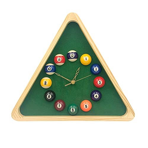 Billiards Pool Ball Clock - 14Inch Triangle Pool Table Cool Wall Clock with