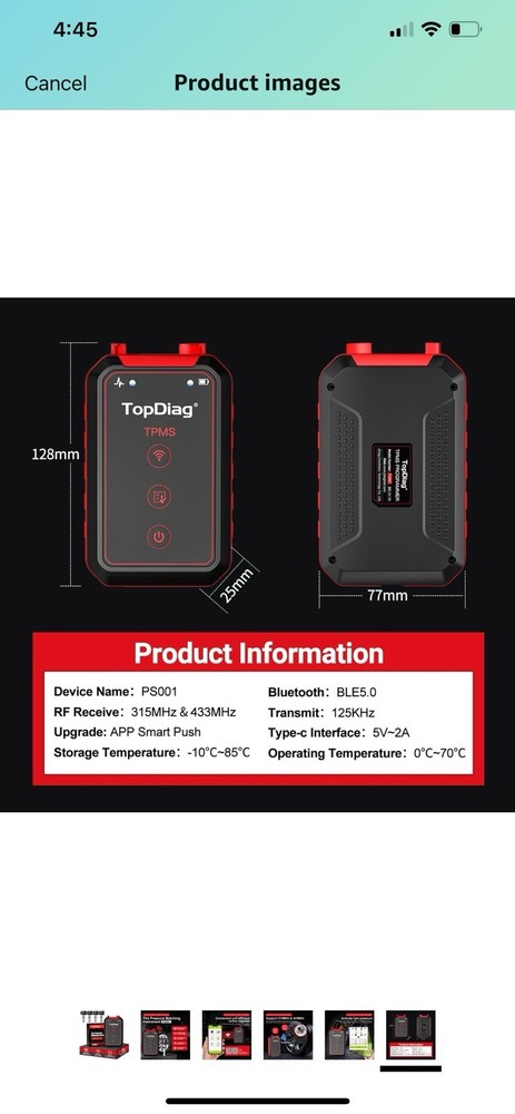 PS001 TPMS Programming Tool Tire Pressure Matching Instrument