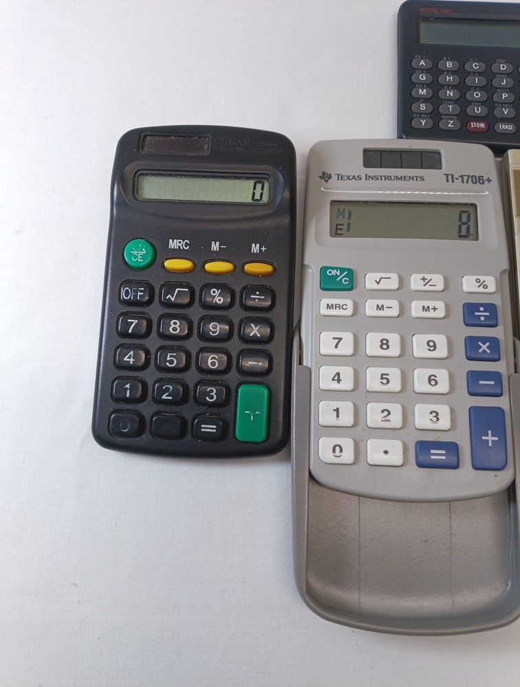 Texas Instruments Calculators plus 2 other brands-5 Calculator Lot