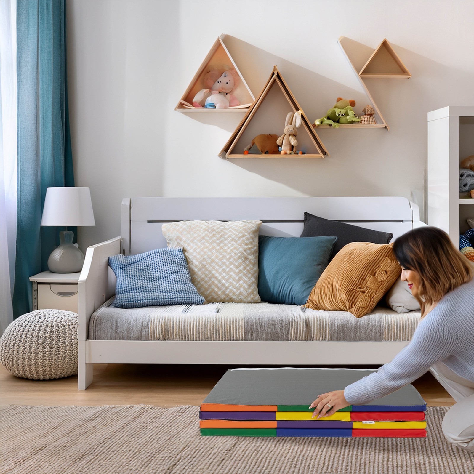 Foam Play Mat for Toddlers, Folding Non-Slip Gym Activity Mat for Baby and Kids