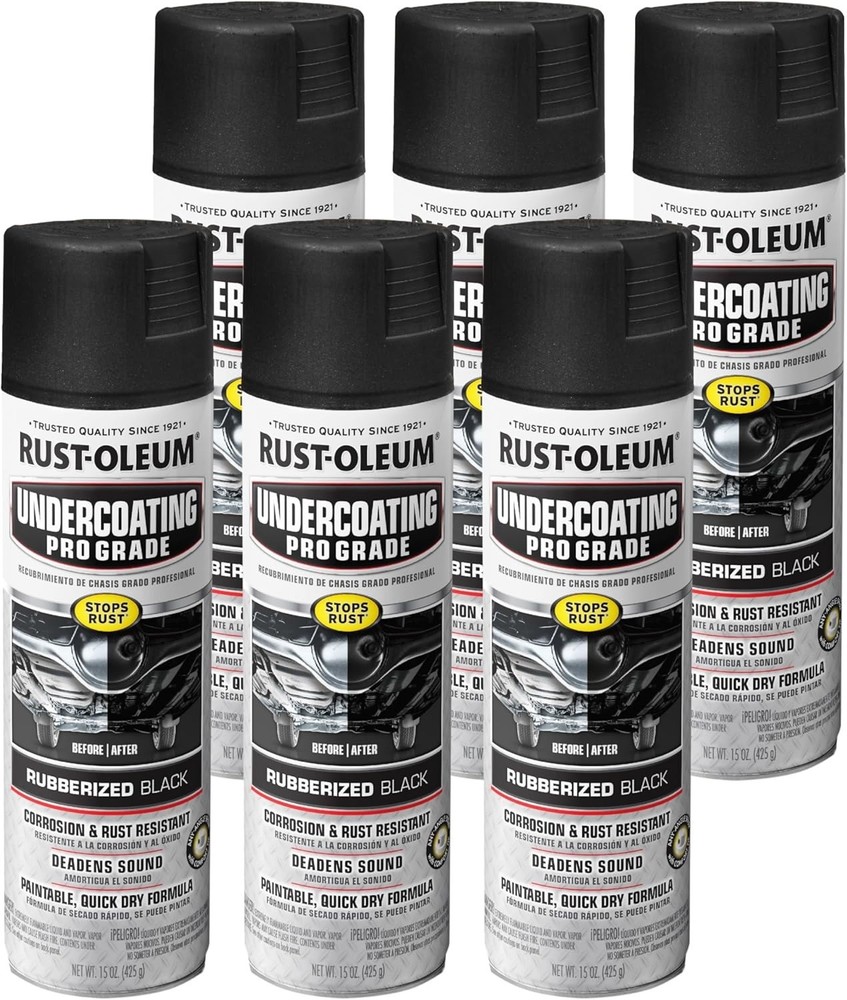 Rust-Oleum Stops Rust Professional Grade Undercoating Spray Paint, 6 Pack, 15 oz