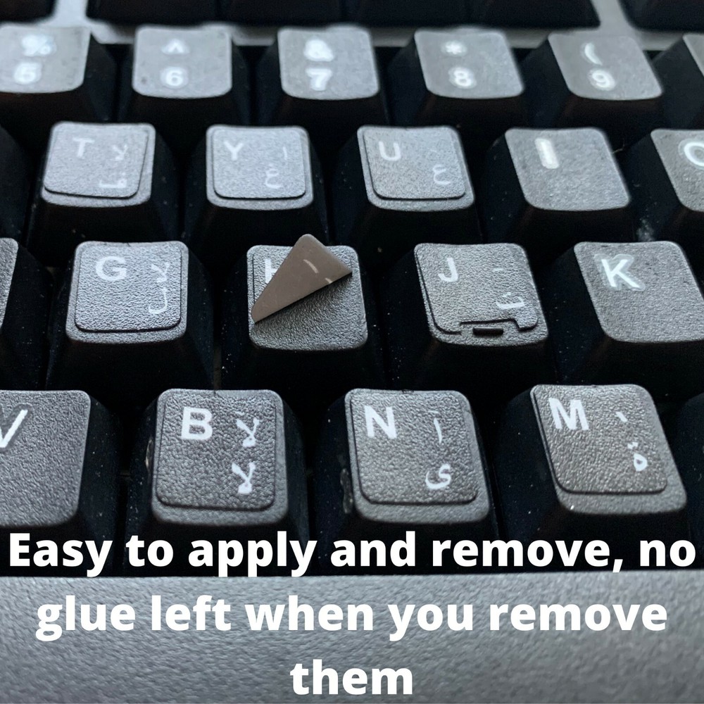 2 PCS Arabic keyboard stickers Waterproof Replacement Computer Laptop White