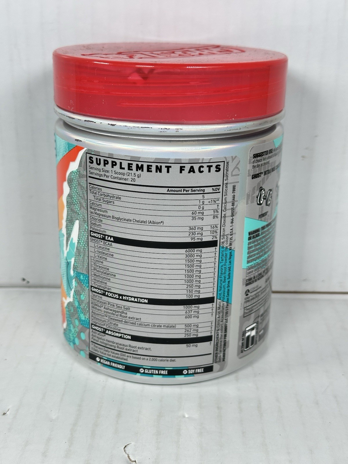 GHOST Intra EAA BCAA Hydration - Orange Squeeze, 14.5 Oz./20 Servings SEALED