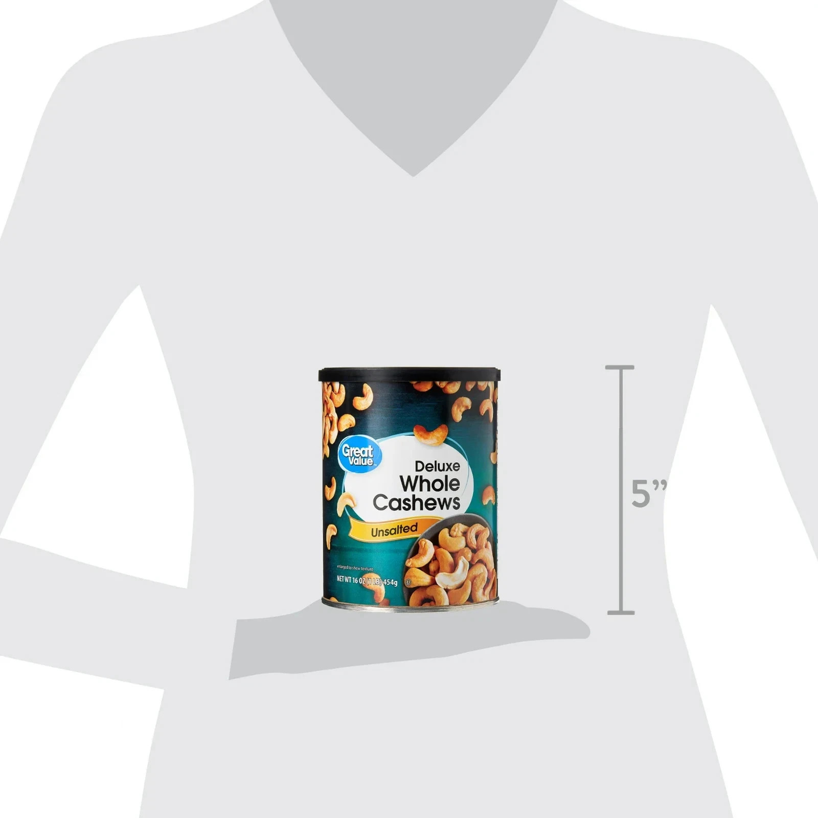 Great Value Deluxe Whole Cashews, Unsalted, 16 oz NEW