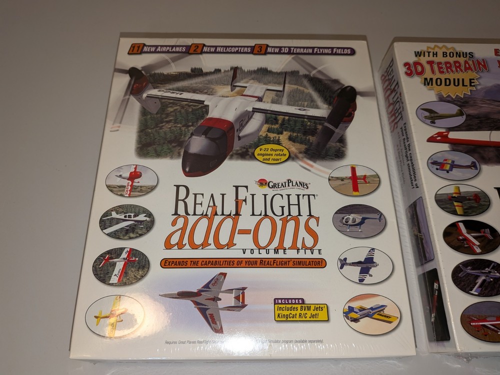 2 Great Planes Real Flight Add Ons Software CD Volume 1 & 5 Sealed