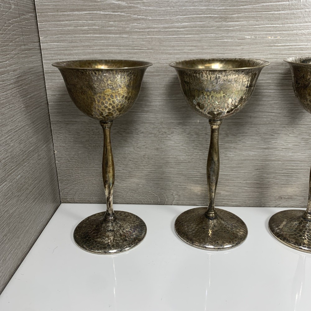 Silvercraft - EPNS - Wine Goblets - FOUR - 6” tall