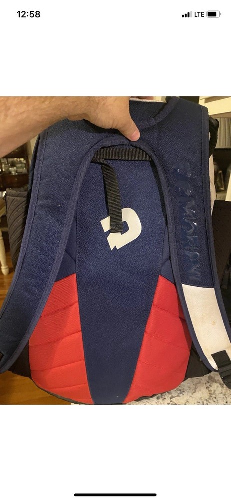 DeMarini Baseball Softball Backpack Bat Compartment Zip Blue White Red