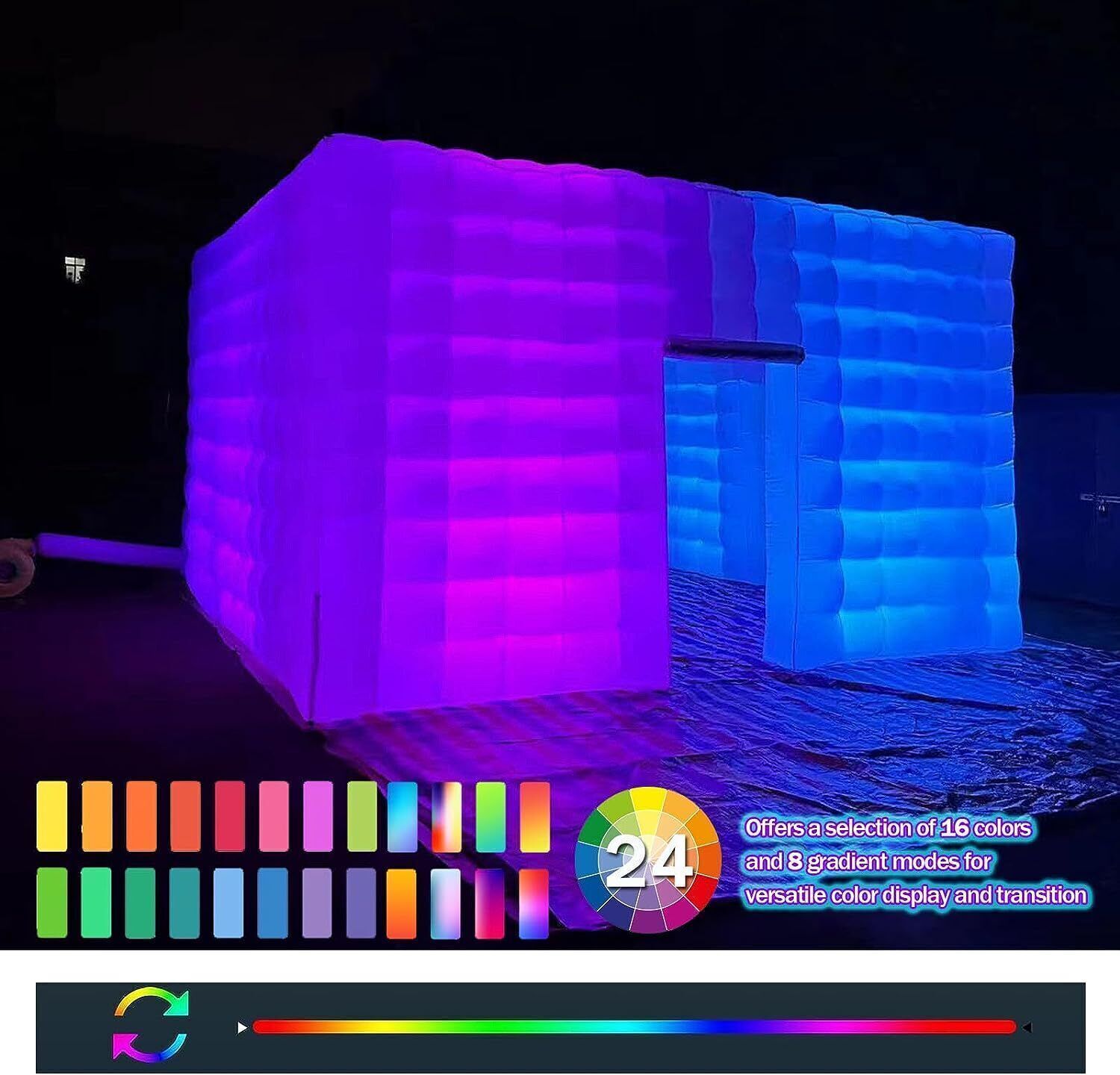 26x26x13ft Inflatable Night Club With LED Lights Cube Tent For Wedding Party