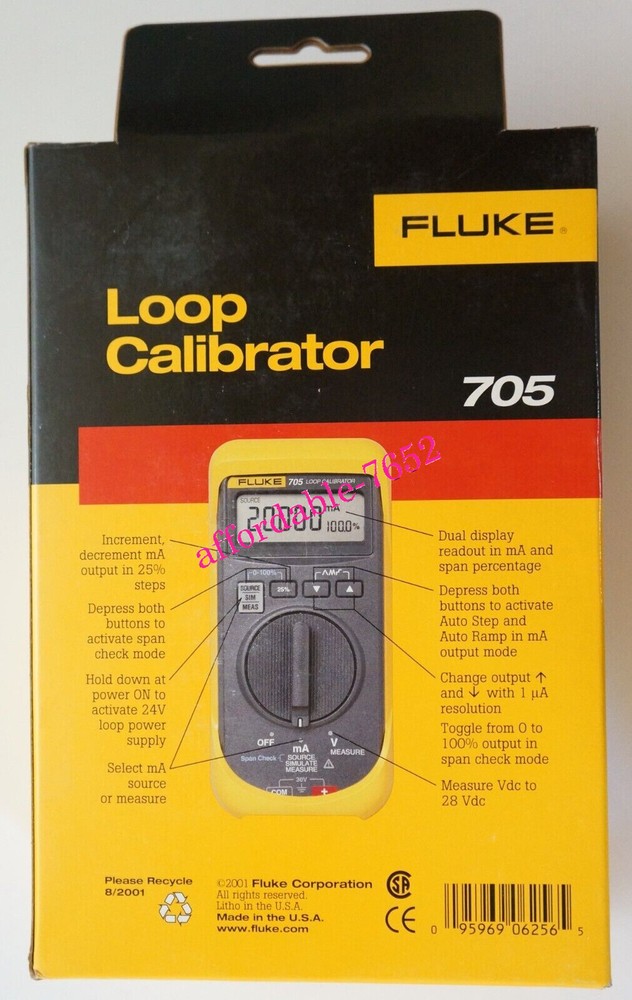 NEW FLUKE 705 LOOP CALIBRATOR SOURCE SIMULATE OR MEASURE DHL or FedEx