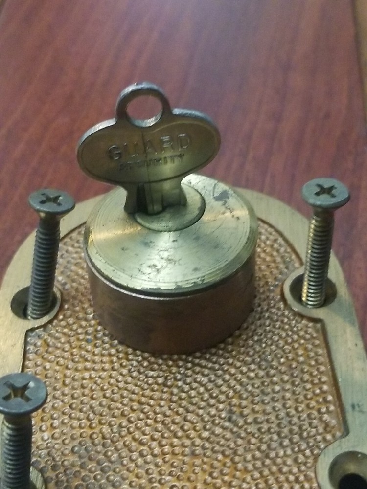 Vintage GUARD deadbolt lock with key, Tested Works.