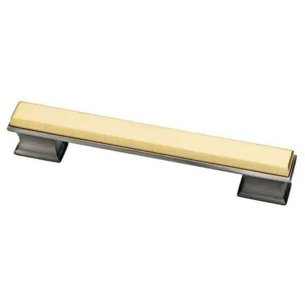 5" Dual Tone Luxe Square Pull Hierloom Silver and Bayview Brass