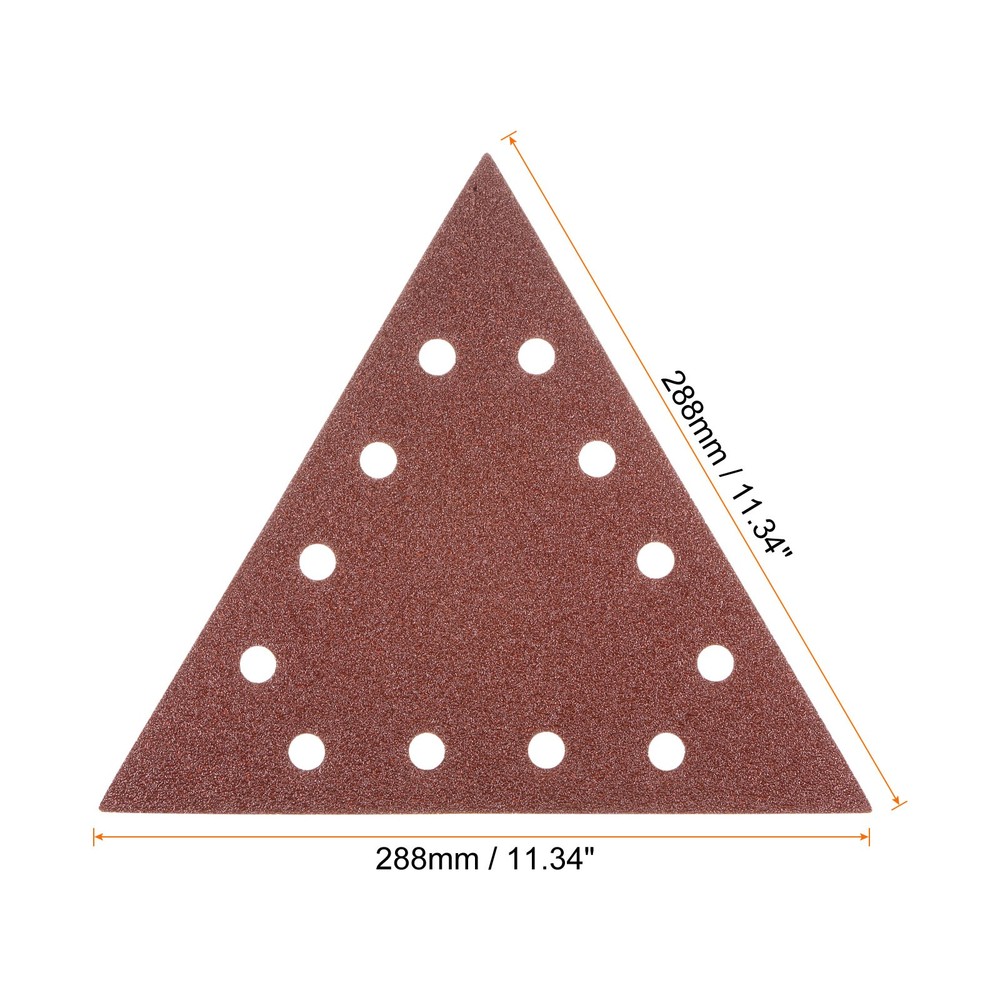 10pcs Sandpapers 40 Grit 12 Holes Hook & Loop Triangular Sanding Pad